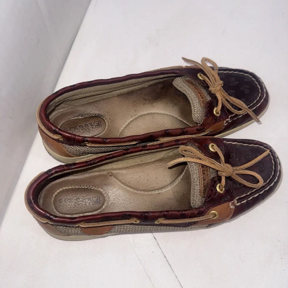 Sperry Top-Sider Brown Leather Anchor Coastal Angelfish Boat Shoes Women's Sz 9